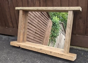 Large Driftwood farmhouse Mirror With Shelf Handcrafted Nautical Artwork - Picture 1 of 11
