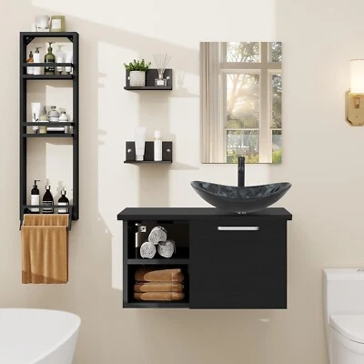 Badmöbel Set 4 tlg Badezimmermöbel Waschbecken mit Unterschrank Spiegel 70 cm - Bild 1 von 4
