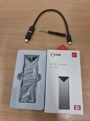 M.2 SATA NGFF SSD Enclosure,  SSK SHE-C320 Aluminum USB 3.2 USB-C   (NOT NVMe) - Image 1 of 4