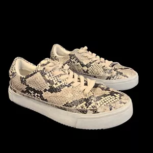 AllSaints Trish 40 Womens Size 9 Shoes Brown White Snakeskin Low Top Sneakers - Picture 1 of 8