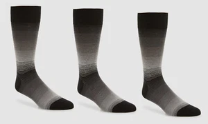 Cole Haan Men's Black Gray 3-Pair Pack Knit Gradient-Stripe Crew Socks Shoe 7-12 - Picture 1 of 1