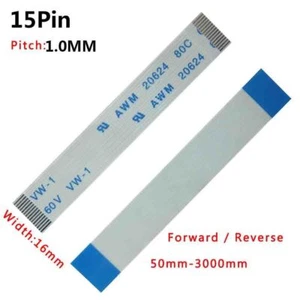 Rastermaß 1,0mm 15-Pin FFC/FPC Flexibles Flachkabel 80C 60V L:50mm-3000mm Breite 16mm - Bild 1 von 5