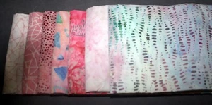 Paquete Fat Quarter (7) de telas Batik rosadas para acolchar/coser NUEVO - Imagen 1 de 9