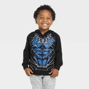 Toddler Boys' Marvel Black Panther Cosplay Zip-Up Sweatshirt - Black 12M - Picture 1 of 1