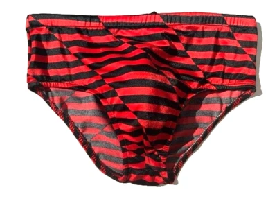 Nuevo MALE POWER Hombres Rojo y Negro Rayas Satén Bikini Natación Calzoncillo Ropa Interior talla S EE. UU. Foto 1 de 4