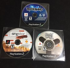 3 Game PS2 PlayStation 2 Lot- Singstar Amped, Rock Band, Guitar Hero II