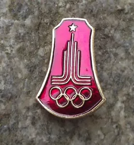 1980 Russian Soviet Union Olympic Games Moscow Official Logo Russian Pin Badge - Picture 1 of 9