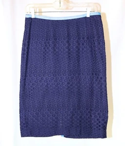 BODEN Blue Eyelet Lace Cutout Cotton Skirt Lined Broderie UK 12R US 8R - Picture 1 of 9
