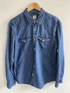 LEVIS Shirt Mens Large Blue Denim Western Button Up Cowboy USA Snap Standard Fit - Picture 1 of 17