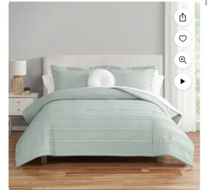 Mainstays Mint Green Comforter And Pillow Sham Set For Queen Bed -Bedding Cover - Picture 1 of 4