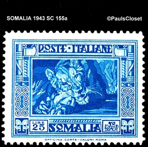 SOMALIA 1934 SC 155a LION DARK BLUE 25 l MINT NEVER HINGED OG VERY FINE - Picture 1 of 2