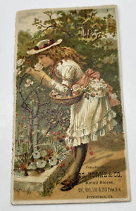 C. 1880s Horne Co Pittsburgh Pa Flowers Antique Victorian Paper Trade Card 20-A