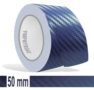 Zierstreifen - 50mm CARBON marine GLANZ 10m Auto 50 Stripe Boot 5cm navy blau - Bild 1 von 3