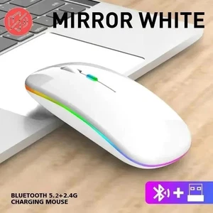 Wireless Mouse Rechargeable Silent LED Backlit Dual Mode Bluetooth 2.4Ghz Optica - Picture 1 of 9