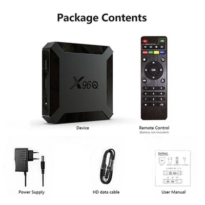 X96Q Pro Android 10 TV Box 1G/8G 2.4G WiFi Quad Core HD 4K Media Stream Player - Image 1 of 4