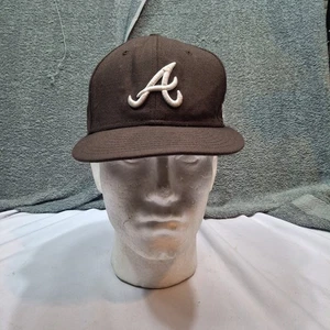 Brown Atlanta Braves New Era 59FIFTY Fitted Cap Size 7-1/4 - Picture 1 of 11