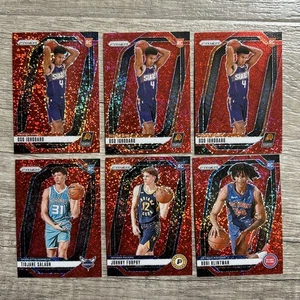 (6) Card Rookie Lot 2024 NBA Prizm Red Sparkle SSP 3x Oso Furphy Salaun Bobi - Picture 1 of 2