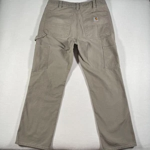 Carhartt Pants Mens 32x29 Khaki Tan Rugged Flex Duck Utility Work Relaxed Fit - Picture 1 of 11