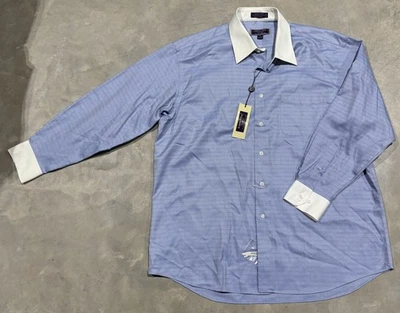 NUEVO CON ETIQUETAS Camisa de Vestir Roberto Villini Colección Viaje Sin Hierro Para Hombre 17/32-33 Azul Foto 1 de 4