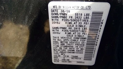 Passenger Tail Light Gate Mounted Fits 09-13 INFINITI FX SERIES 3494912 - Image 1 of 4