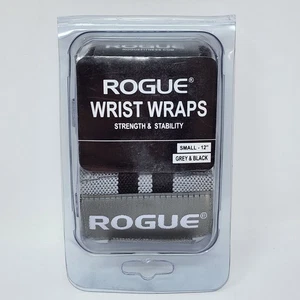 Rogue Fitness Wrist Wraps Grey & Black Small 12" Long & 3" Wide with Thumb Loop - Picture 1 of 7