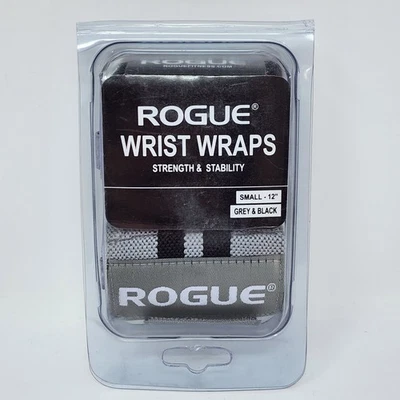 Rogue Fitness Wrist Wraps Grey & Black Small 12" Long & 3" Wide with Thumb Loop - Image 1 of 4