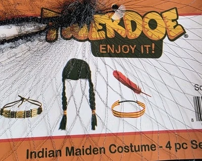 4pc Indian Maiden Wig Black Adult Costume  ACCESSORIES Set Halloween PT8  - Image 1 of 4