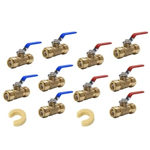 (Pack of 10) 1/2 Inch Push-Fit Full Port Ball Valve for Hot and Cold Water 5 ... - Picture 1 of 3