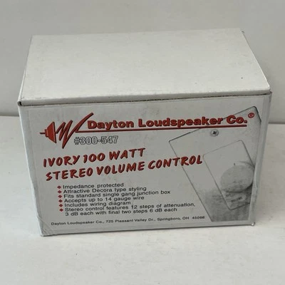 NEW Dayton Loudspeaker Ivory 100 Watt Rotary Stereo Volume Control #300-547 - Image 1 of 4