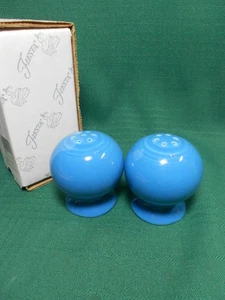 Fiestaware Peacock Blue Bulb Salt Pepper Shakers Rubber Stoppers - Picture 1 of 6