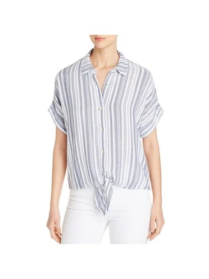 XCVI Mujer Blanco Algodón Corbata Manga Corta Cuello Usar para Trabajar Top Abotonado XS Foto 1 de 4