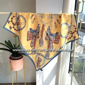 Sallys Boutique 14 Momme Twill Silk Wrap Scarf Tribal Print Square Shawl 35" - Picture 1 of 9