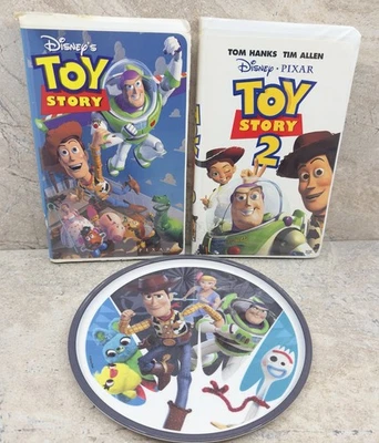 TOY STORY 1 & 2 Lot - VHS- Plus Bonus Vintage Toy Story Dinner Plate Ships Fast - Image 1 of 4