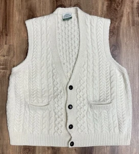 Chaleco Suéter Shannon Woolen Mills Adulto XL Crema Cable Tejido Pescador Irlandés - Imagen 1 de 8