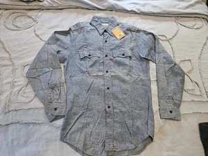 New Vintage Levis Orange Tab Shirt Mens Medium Blue Chambray Denim Long Sleeve - Picture 1 of 5