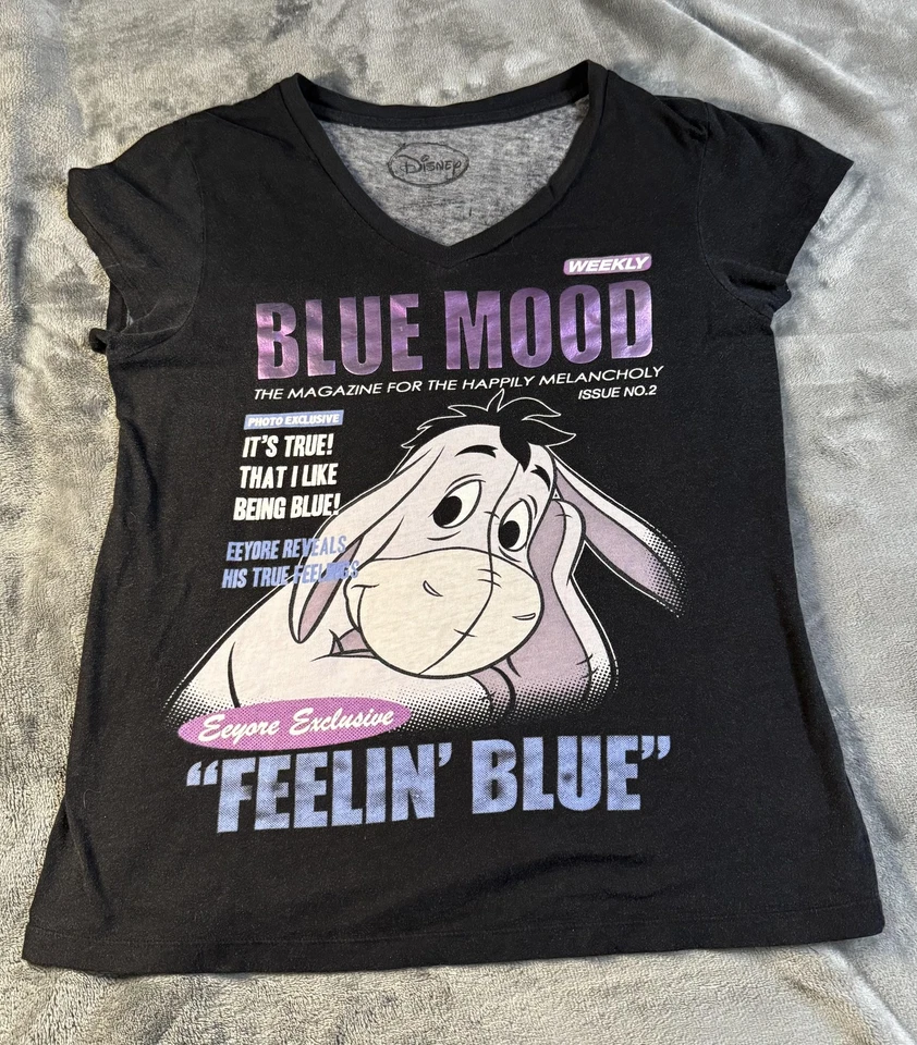 Disney Eeyore Shirt Girls L 12/14 Feelin Blue Winnie the Pooh Mood Sleepwear PJs - Image 1 of 4