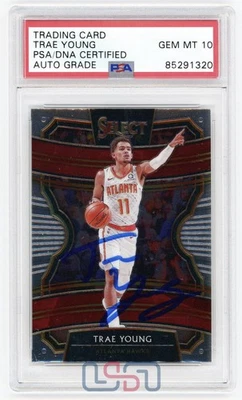 Trae Young Atlanta Hawks Signed 2019-20 Panini Select #33 PSA/DNA GEM MT 10 - Image 1 of 3