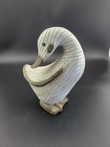 Vintage Pfaltzgraff GOOSE Wooden Duck Bird Statue Figurine 5.5" x 4.5" - Picture 1 of 8