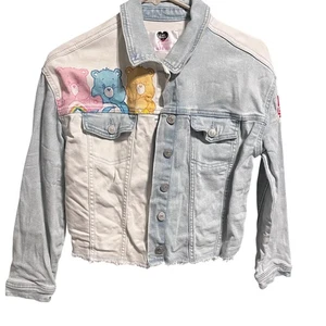 Care Bears Justice Kids Girls Blue White Jean Denim Jacket SZ L - Picture 1 of 2