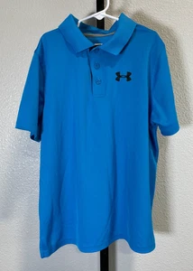 Under Armour Heat Gear Youth Boys Blue Short Sleeve Polo Loose Size YLG - Picture 1 of 7