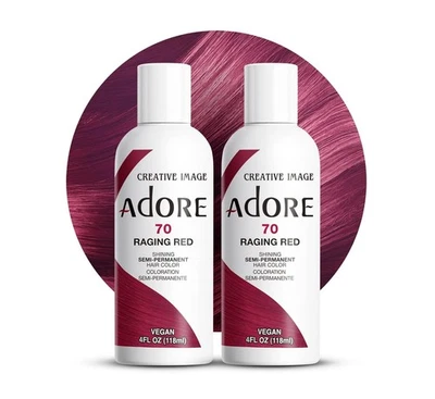 [2 Pack] Adore Semi Permanent Hair Dye Color 4oz [ 070 Raging Red ] - Image 1 of 4