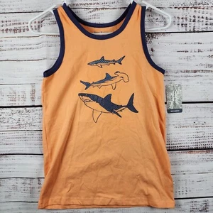NWT Tommy Bahama Boys Tank Top L 10/12 Orange Shark Graphic Cotton Blend - Picture 1 of 9