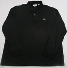 Lacoste Polo Shirt Men XL Size 6 Long Sleeve Logo Button Black Smooth Cotton