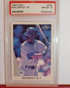 1990 KEN GRIFFEY JR. LEAF #245 PSA8 SEATTLE MARINERS BASEBALL CARD #8029 - Picture 1 of 2