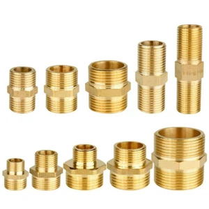 Brass Male Coupling Adapter 1/2" 3/4" 1" Garden Hoses Water Pipe Fittings - Picture 1 of 34