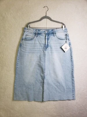 Falda de mujer Ava Viv 16 azul mezcla de algodón tiro alto una línea abertura frontal denim boho Foto 1 de 4