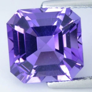 4.84Cts Fantastic Natural Purple Amethyst 10mm Asscher Cut Loose Brazil Gemstone - Picture 1 of 5