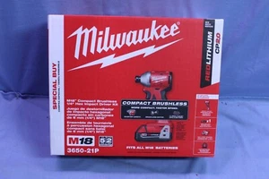 Milwaukee 3650-21P M18 18V BÜRSTENLOS 1/4" Kompakt Sechskant Schlagschrauber Set NEU - Bild 1 von 1