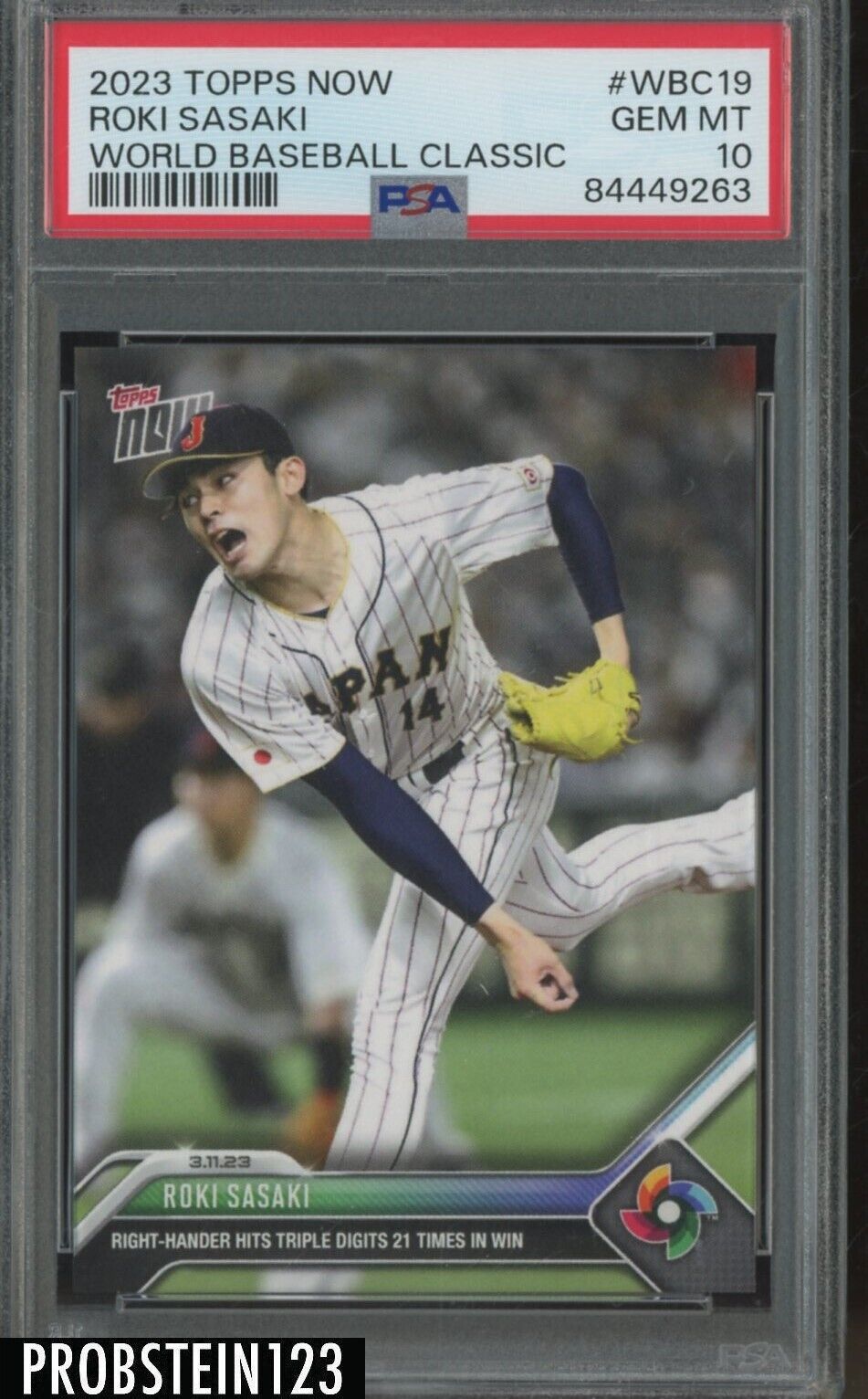 2023 Topps Now WBC #WBC19 Roki Sasaki PSA 10 GEM MINT