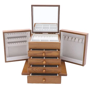 Caja de almacenamiento de joyas vintage de 5 niveles organizadora de collar pulsera de gran capacidad - Imagen 1 de 12